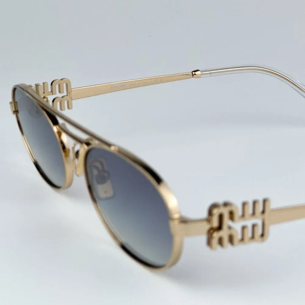 NEW Miu Miu MU54ZS 5AK30C Gold Grey Gradient Mirror Pilot Unisex Sunglas MU 54ZS